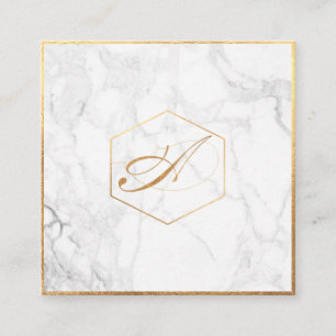 Carte De Visite Carré PixDezines Marble+Élégant Monogramme de police de 