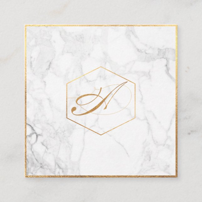 Carte De Visite Carré PixDezines Marble+Élégant Monogramme de police de  (Devant)
