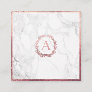Carte De Visite Carré PixDezines Marbre+do-it-yourself Faux Rose Monogra