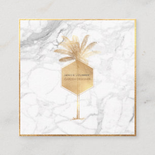 Carte De Visite Carré PixDezines PALM TREE, FAUX GOLD+MARBLE