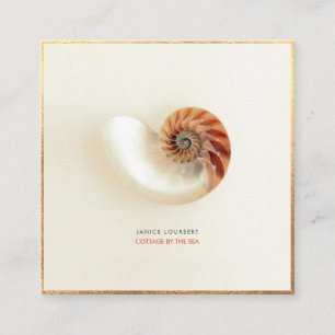 Carte De Visite Carré PixDezines SEASHELLS, NAUTILUS, FAUX GOLD FOIL