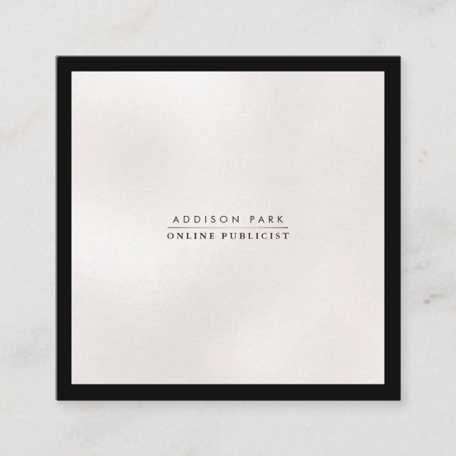 Carte De Visite Carré PixDezines Simple Élégant, Noir+Blanc Prématuré (Devant)