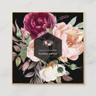 Carte de visite Carré PixDezines Watercolor Peonie