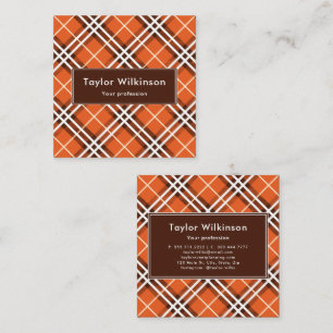 Carte De Visite Carré Plaid Orange