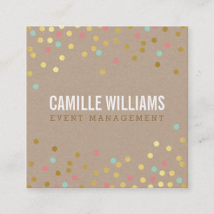 Carte De Visite Carré PLAIN BOLD MINIMAL smart text confetti or kraft