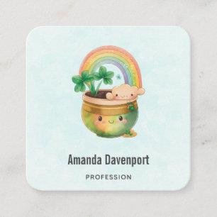 Carte De Visite Carré Planeur Whimsical avec arc-en-ciel et fermeture
