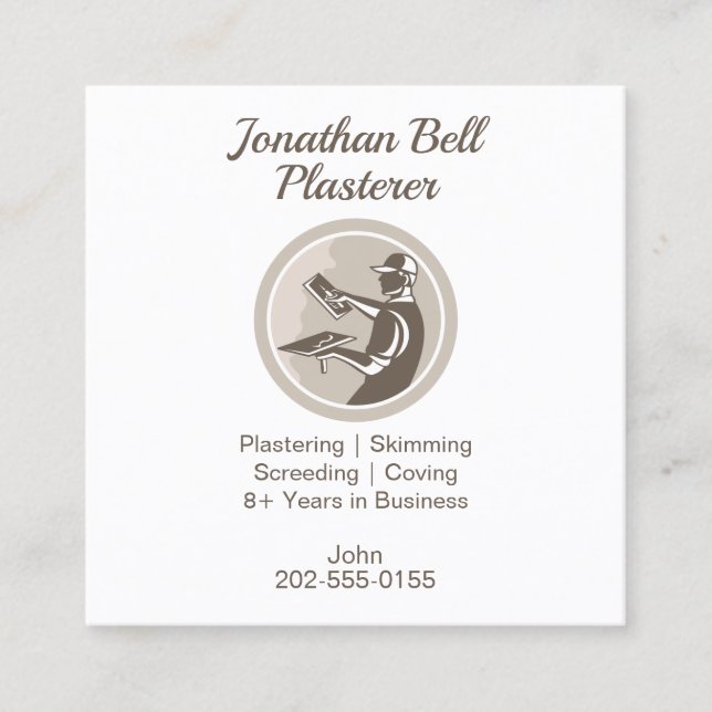 Carte De Visite Carré Plasterer Masonry Drywall (Devant)