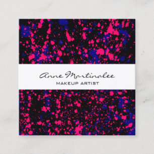 Carte De Visite Carré Plat de peinture violet et rose sur noir