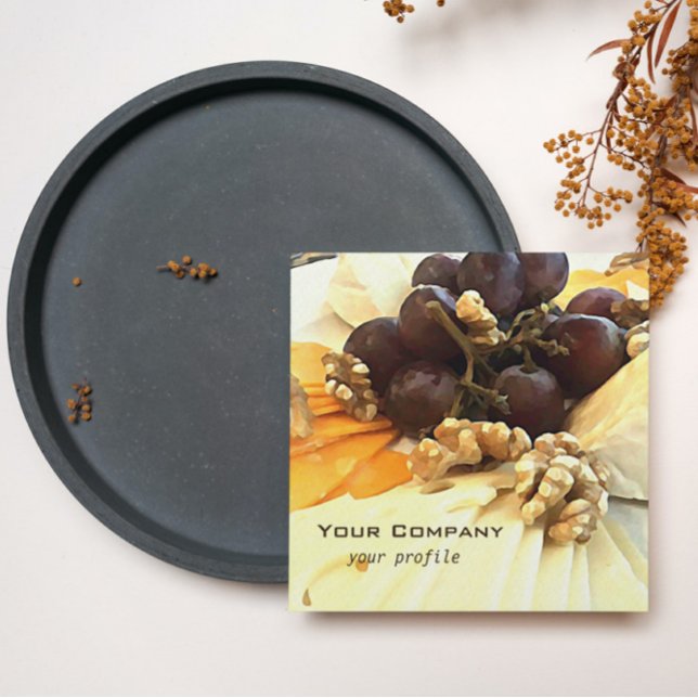 Carte De Visite Carré plateau de fromage avec raisins (Créateur téléchargé)