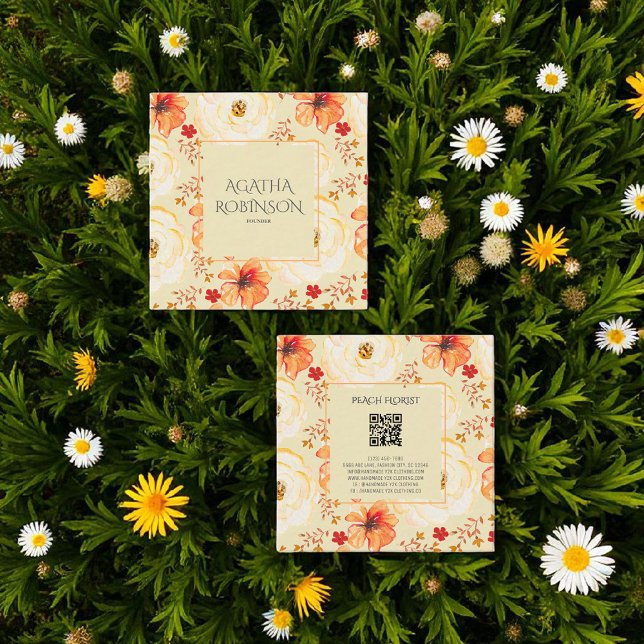 Carte De Visite Carré Ploriste de la fleur d'Orange (Créateur téléchargé)