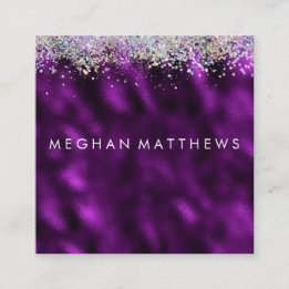 Carte De Visite Carré Plum Argent Étincelle Beauté Styliste Artiste maqu