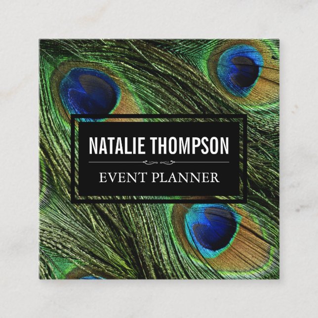 Carte De Visite Carré Plumes de paon (Devant)