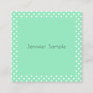 Carte De Visite Carré Points blancs vert Mint Elegant Modèle moderne