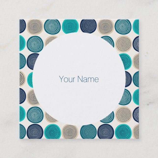 Carte De Visite Carré Points du cercle scandinave Mandala Motif 1 (Devant)