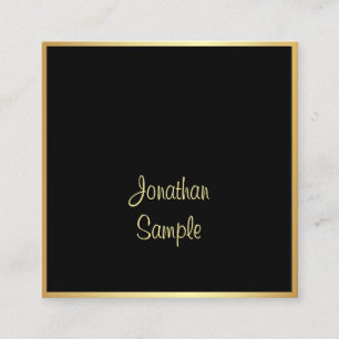 Carte De Visite Carré Police de script manuscrite Sophisticated Black Go