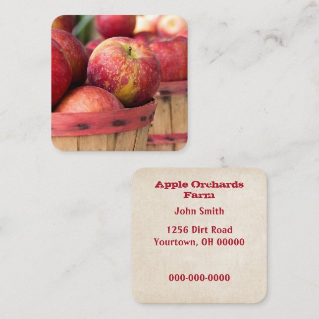 Carte De Visite Carré Pommes rouges dans le panier (Devant / Derrière)