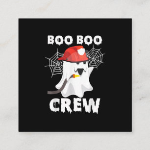 Carte De Visite Carré Pompier Boo Boo Crew Halloween fantôme pompier