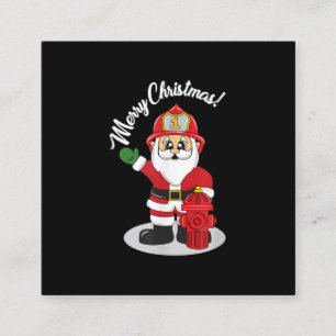 Carte De Visite Carré Pompier de Noël Père Noël hiver
