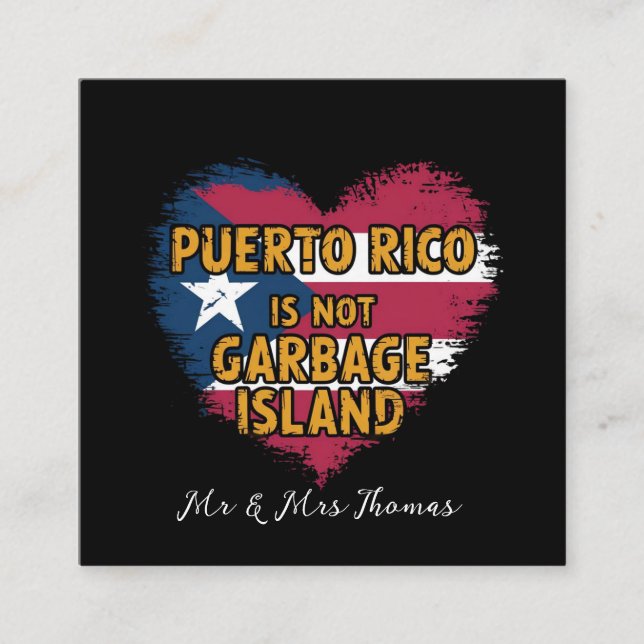 Carte De Visite Carré Porto Rico n'est pas une poubelle (Devant)