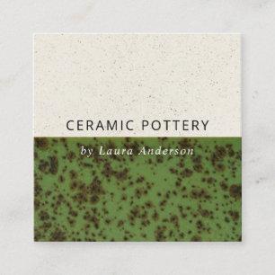 CARTE DE VISITE CARRÉ POTERIE CÉRAMIQUE VERTE DE JADE TEXTURE ÉCLAIRÉ