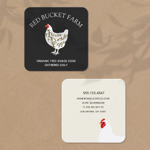 Carte De Visite Carré Poulet de la ferme OEufs frais Rétro