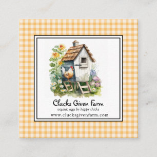 Carte De Visite Carré Poulet Rustique Coop Farm Oeufs Frais