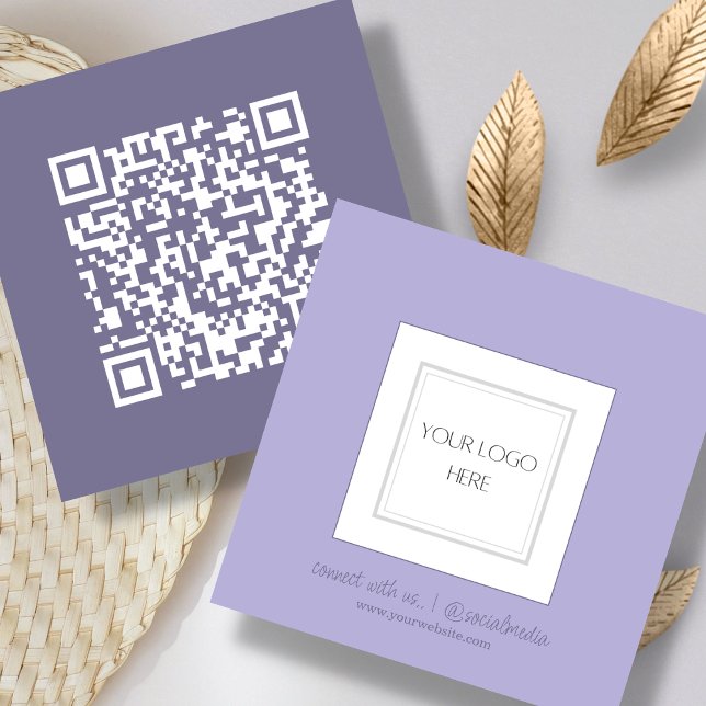 Carte De Visite Carré Pourpre | Logo | Code QR (Créateur téléchargé)