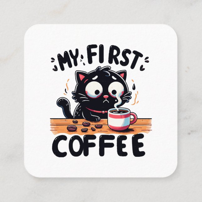 Carte De Visite Carré Première aventure de café noir (Dos)