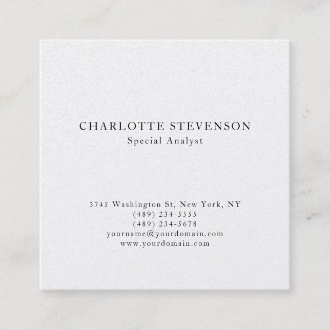 Carte De Visite Carré Premium Pearl Trendy Professional Plain Minimalist (Devant)