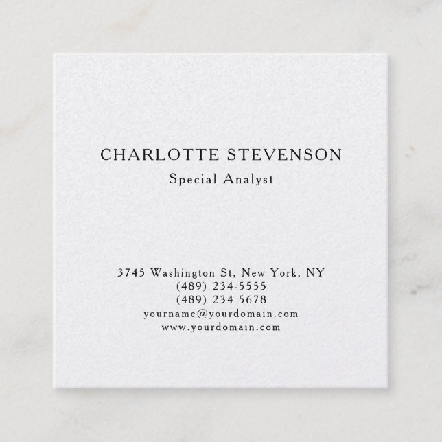 Carte De Visite Carré Premium Pearl Trendy Professional Plain Minimalist (Devant)