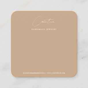 Carte De Visite Carré Présentoir de bijoux chic boho beige écriture manu