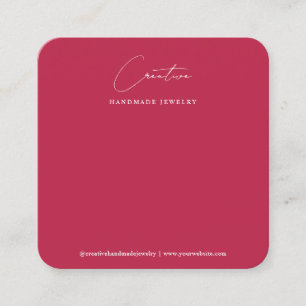 Carte De Visite Carré Présentoir de bijoux en écriture manuscrite magent