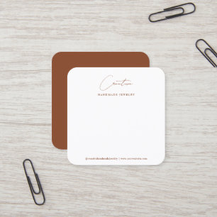 Carte De Visite Carré Présentoir de bijoux en terracotta chic avec écrit