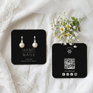 Carte De Visite Carré Présentoir minimaliste pour bijoux fait main noir