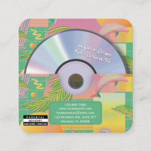 Carte De Visite Carré Producteur de musique Green Retro Vaporwave CD DJ