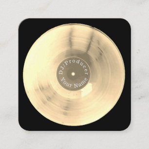 Carte De Visite Carré Production du DJ de disque de disque vinyle d'or