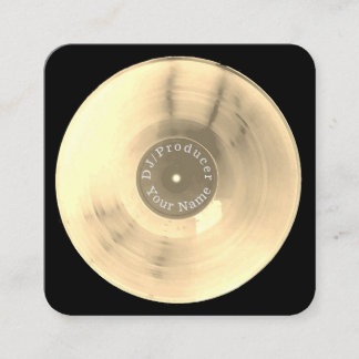 Carte De Visite Carré Production du DJ de disque de disque vinyle d'or