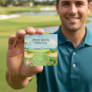 Carte De Visite Carré Professeur de Golf Parcours de Golf Tropical Aquar