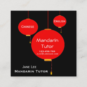 Carte De Visite Carré Professeur de langue de tuteur de chinois mandarin