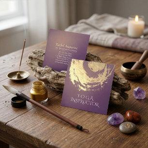 Carte De Visite Carré Professeur de méditation de yoga Symbole ZEN or vi