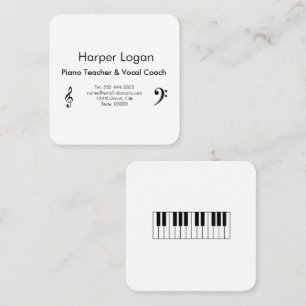 Carte De Visite Carré Professeur de Piano et Coach Vocal