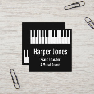 Carte De Visite Carré Professeur de Piano et Coach Vocal Clavier Sombre