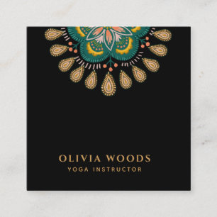 Carte De Visite Carré Professeur de Yoga Mandala