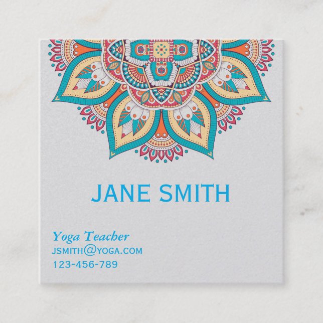 Carte De Visite Carré Professeur de Yoga Yoga Instructeur élégant (Devant)
