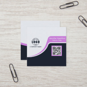 Carte De Visite Carré Professional Black Purple ajoutez votre logo QR Co