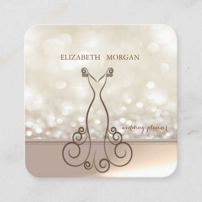 Carte De Visite Carré Professional Elegant Chic Bokeh, Robe (Devant)