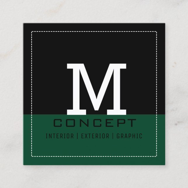 Carte De Visite Carré Professional Modern British Racing Green Monogramm (Devant)