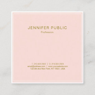 Carte De Visite Carré Professionnel Blush Pink Or Chic Design Luxe