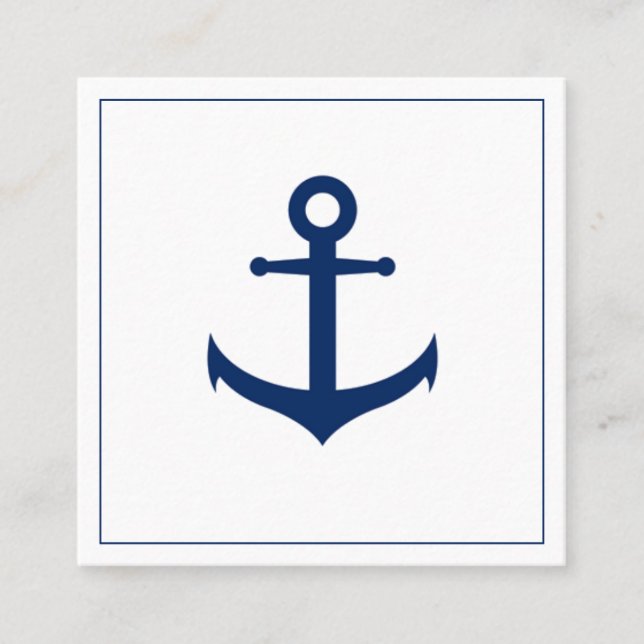Carte De Visite Carré Professionnel de l'Ancre bleu marine moderne (Devant)