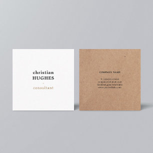 Carte De Visite Carré Professionnel Élégant minimal Kraft Brown blanc